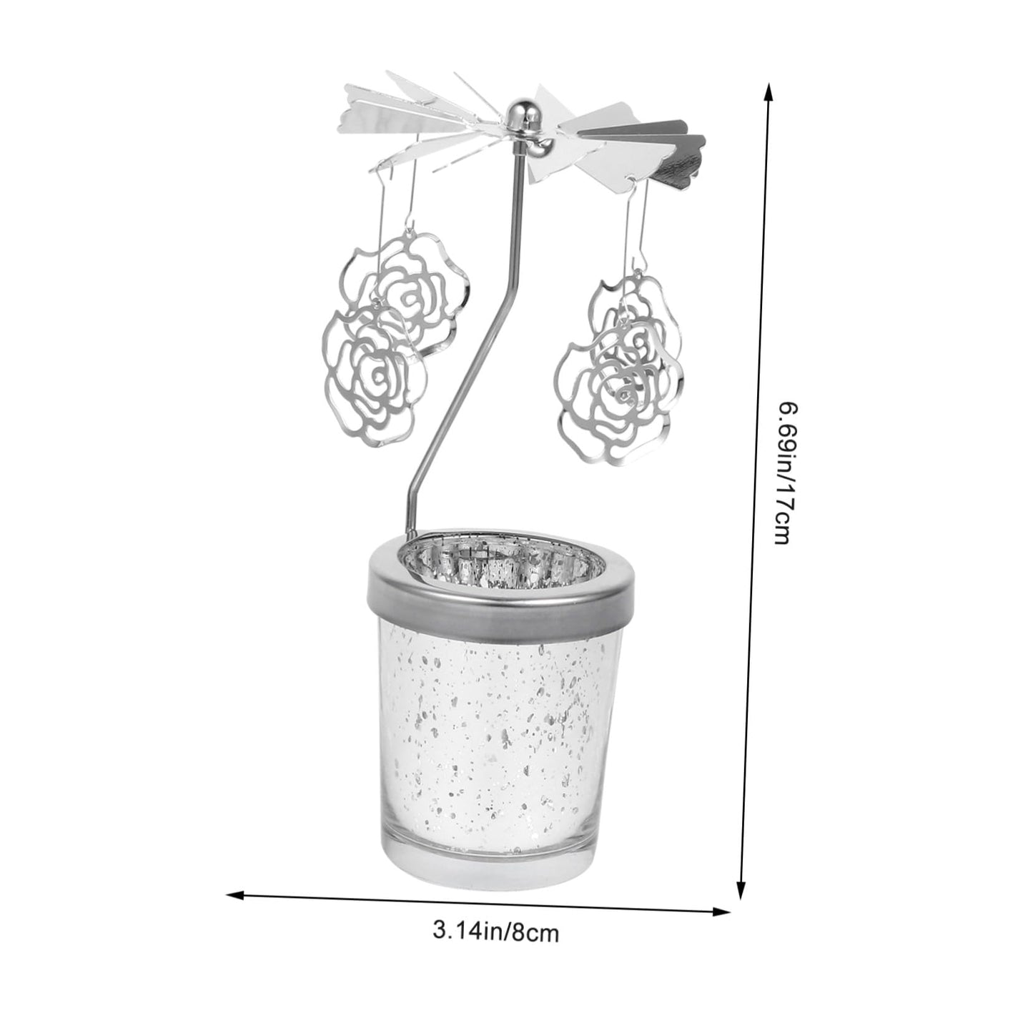 CONGARTENO Rotating Metal Candlestick Holder with Dangling Pendants Romantic Dinner Cup Carousel for Home Wedding Christmas Table Decor Spinning Centerpiece for Party Ambiance
