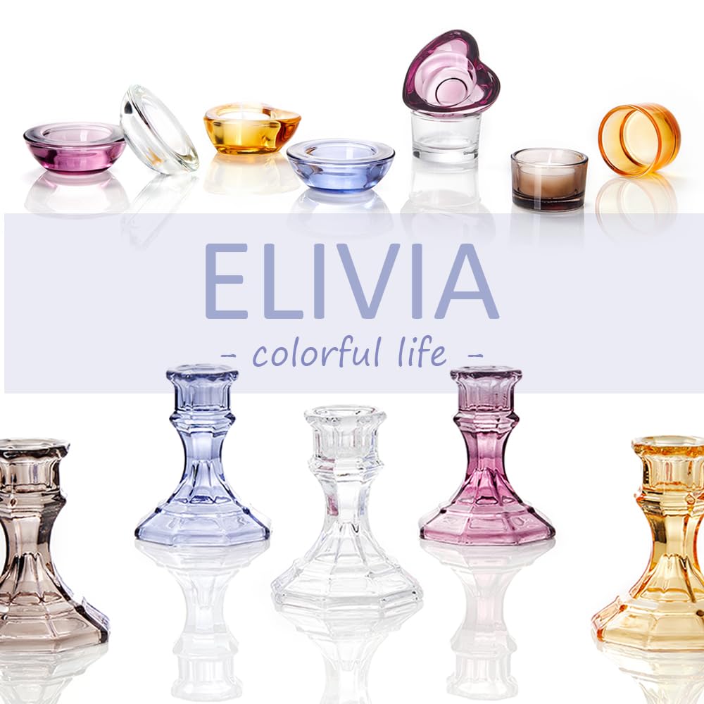 ELIVIA (6 Pack) Gold Glass Candlestick Holders, Taper Candle Stick Holders Set for Wedding & Home Decor - CH06 - Rusty Orange