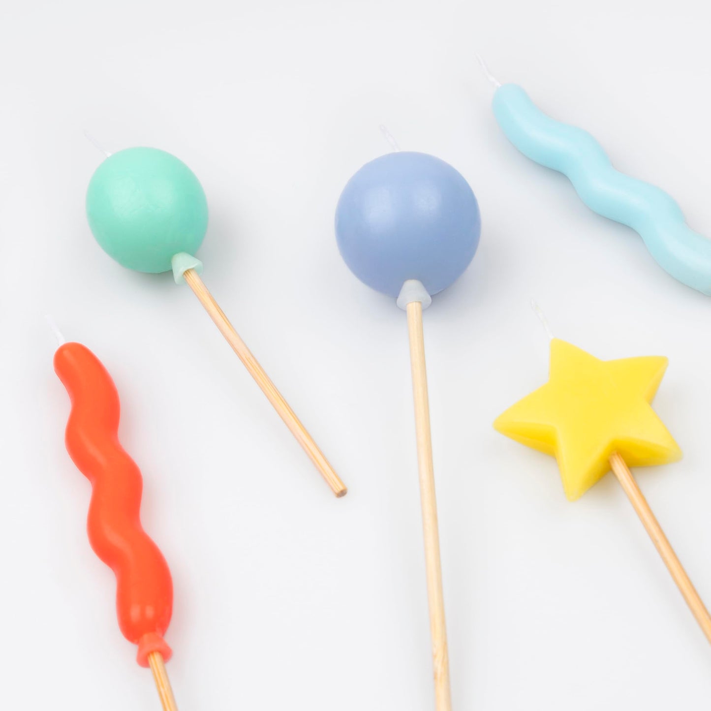 Meri Meri Balloon Candles (Pack of 6), Birthday Cake Candles, 6 Fun Designs & Colors, 4.5" Tall, Unscented