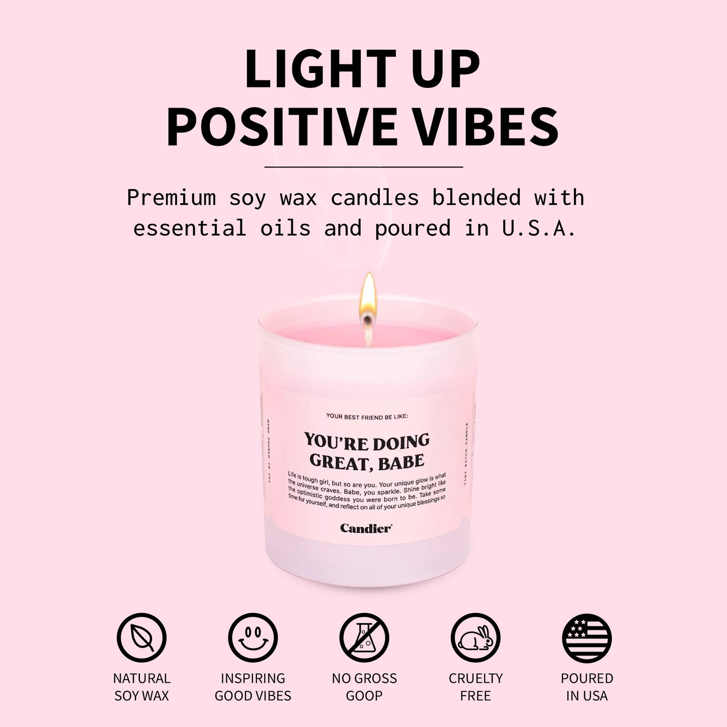 Ryan Porter “You’RE Doing Great, Babe” Candle - 100% Natural & Vegan - Made of Hand-Poured Soy Wax & Cotton Wick - Smells Lavender, Herbs, Sandalwood - Paraben, Phthalate, Lead-Free Decor Candle