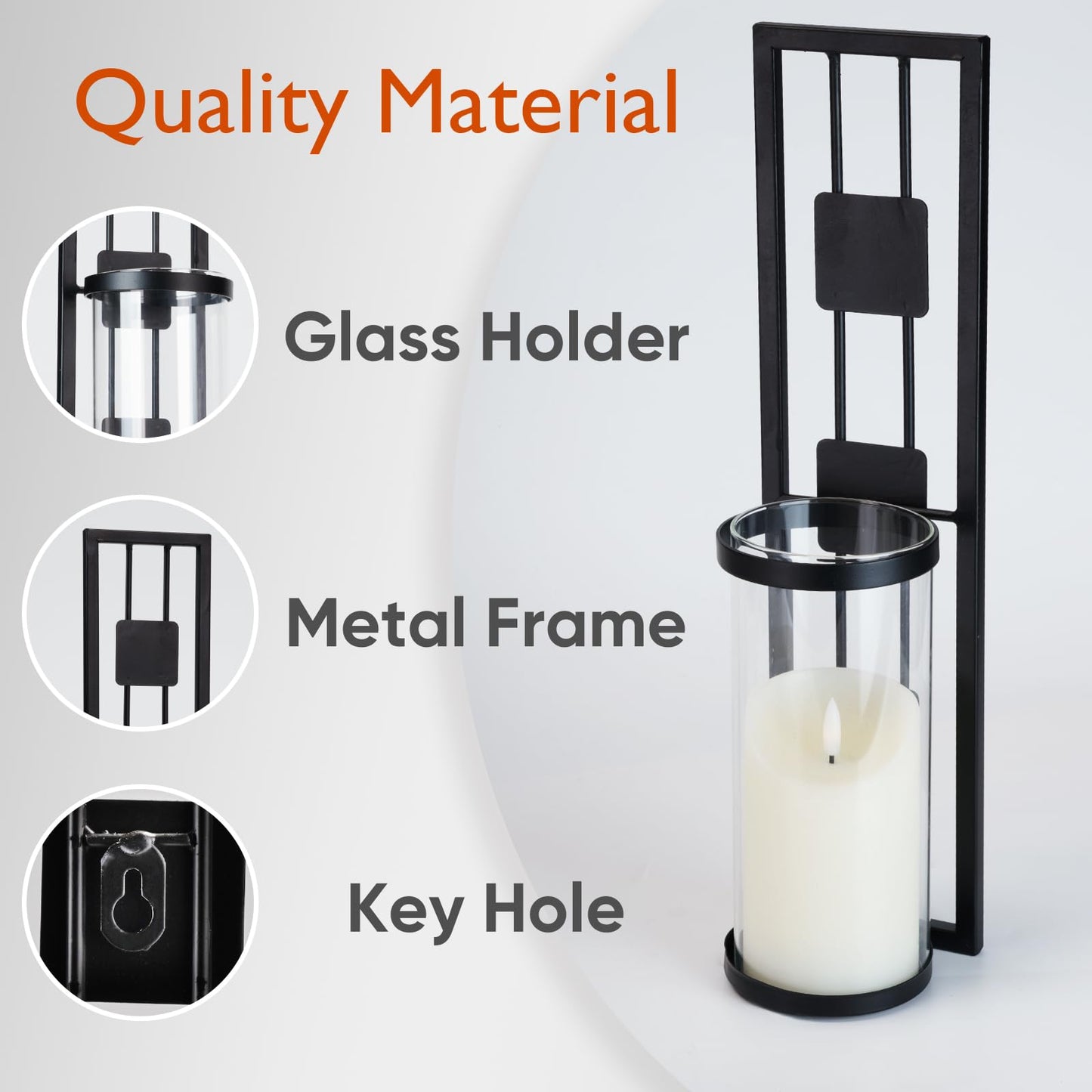 Homemory Wall Sconces Candle Holder Set of 2, Modern Metal Rustic Wall Decor for Living Room, Dining Room, Bedroom, Bathroom(Black)