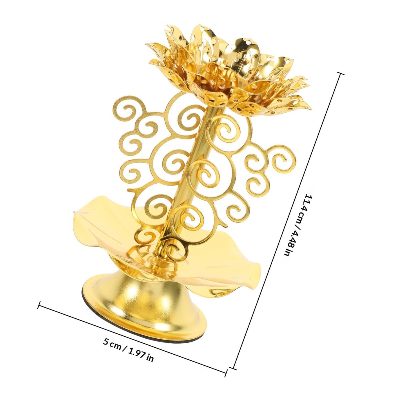 SUPVOX 2pcs 4.5-Size Metallic Lotus Candle Holder Buddhist Butter Lamp Base Decorative Candlestick for Home Temple Lighting