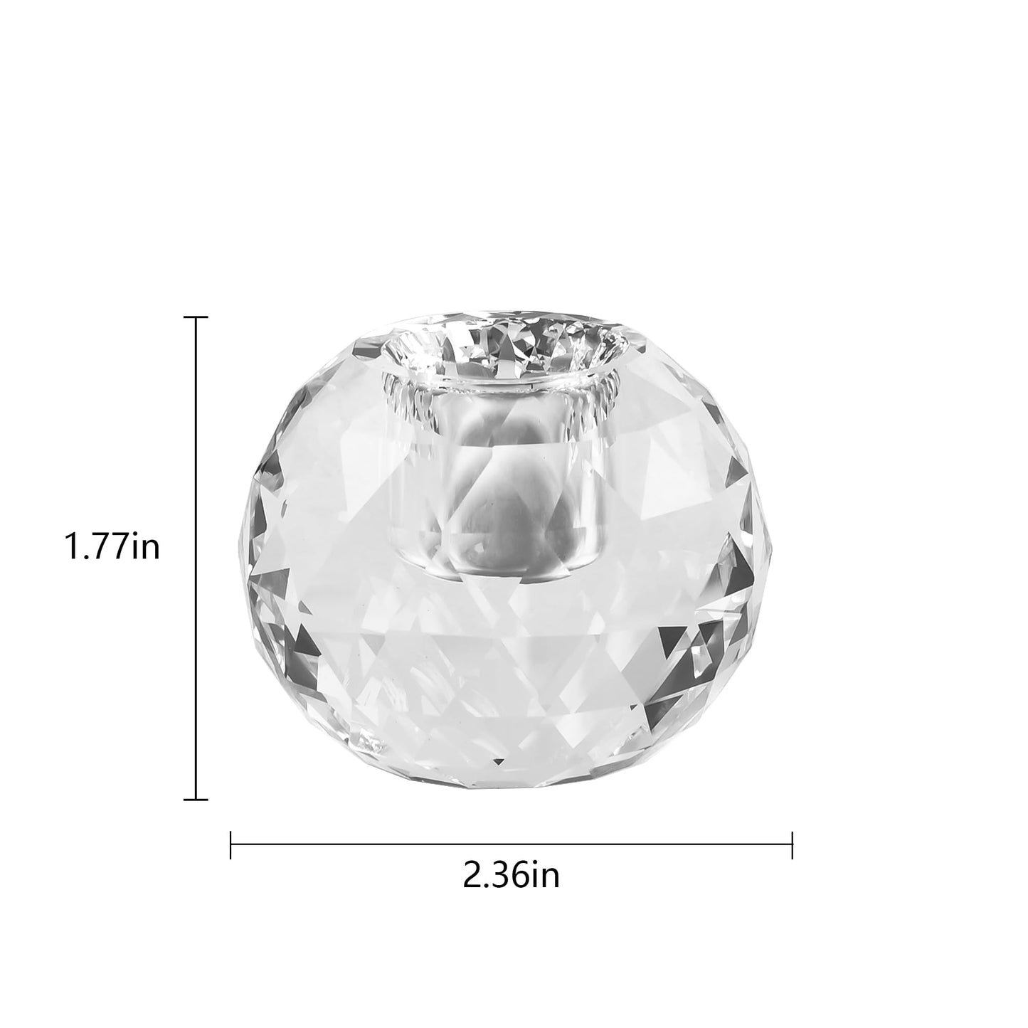 Kitcom Crystal Taper Candle Holders Multiple Faceted Designed Hand Cut Crystal Holders Wedding Banquet Decorations for Home W2.4xH1.8Inches Pack of 2, Comes with Gift Box