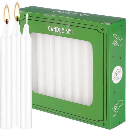 YOROXRG Set of 40 White Candles Mini Unscented Taper Candles for Christmas,Household, Wedding, Rituals, Prayer, Birthdays, Meditation, Altar,Party and Home Décor Candlesticks - 4 Inch Tall