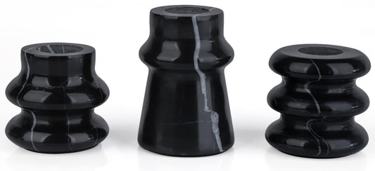 Vixdonos Marble Candle Holder Set of 3 Taper Candle Candlestick Mantle Candle Stand for Home Decor,Wedding,Party and Table Centerpieces(Black)