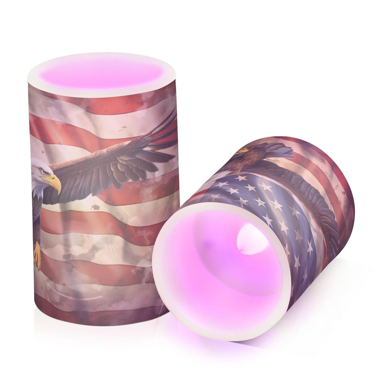 ALAZA Vintage Eagle USA Flag Flameless Candles, LED Pillar Candles with Remote Timer, Battery Operated Candles Set of 2