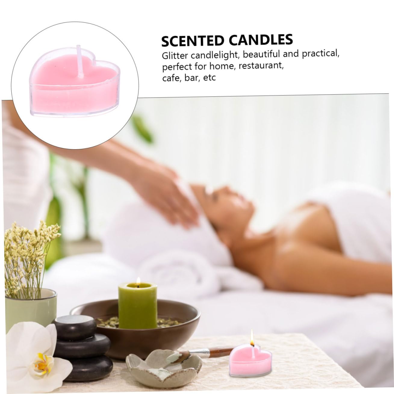 BUTIFULSIC 9Pcs Heart Shape Scented Candles Smokeless Tea Light Paraffin Wax with Fresh Rose Soft Flicker Glow for Wedding Valentines Day Home Party Decoration
