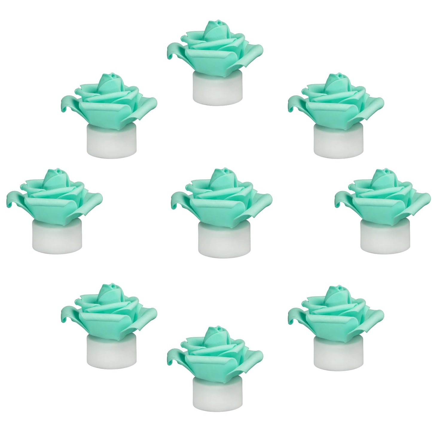 SupBri 12 Pack LED Tea Lights Candles with Artificial Rose Petals, Flameless Battery Operated Candles,Romantic Decorations Special Night Set for Valentines,Wedding Decor (Green, 12 Pack)