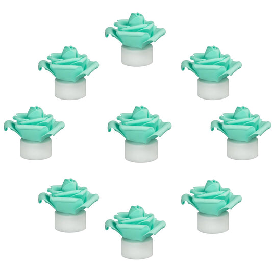 SupBri 12 Pack LED Tea Lights Candles with Artificial Rose Petals, Flameless Battery Operated Candles,Romantic Decorations Special Night Set for Valentines,Wedding Decor (Green, 12 Pack)