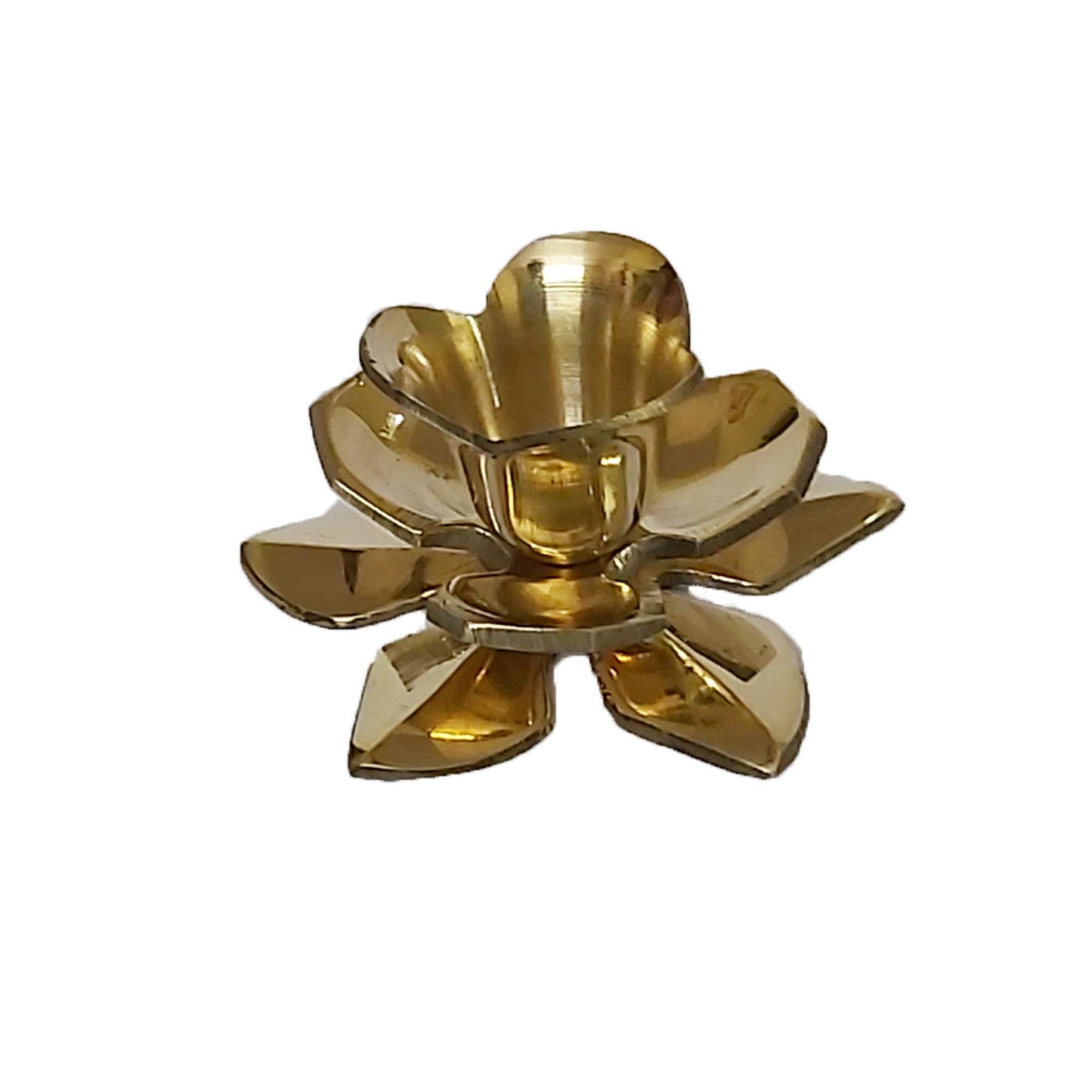 Lotus Shaped Brass Candlestick Holder for Kitchen Decor, Church Events, Wedding Reception Centerpieces or Christmas Decorations (4 x 1.6)