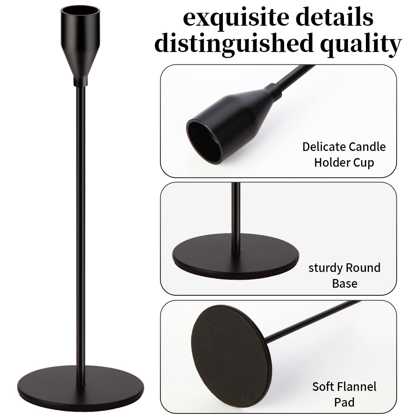 Oatnauxil Matte Black Candle Holders Black Candlestick Holders Metal Candle Holder for Wedding, Dinning, Party, Fits 3/4 inch Thick Candle&Led Candles (Set of 6 Pcs)