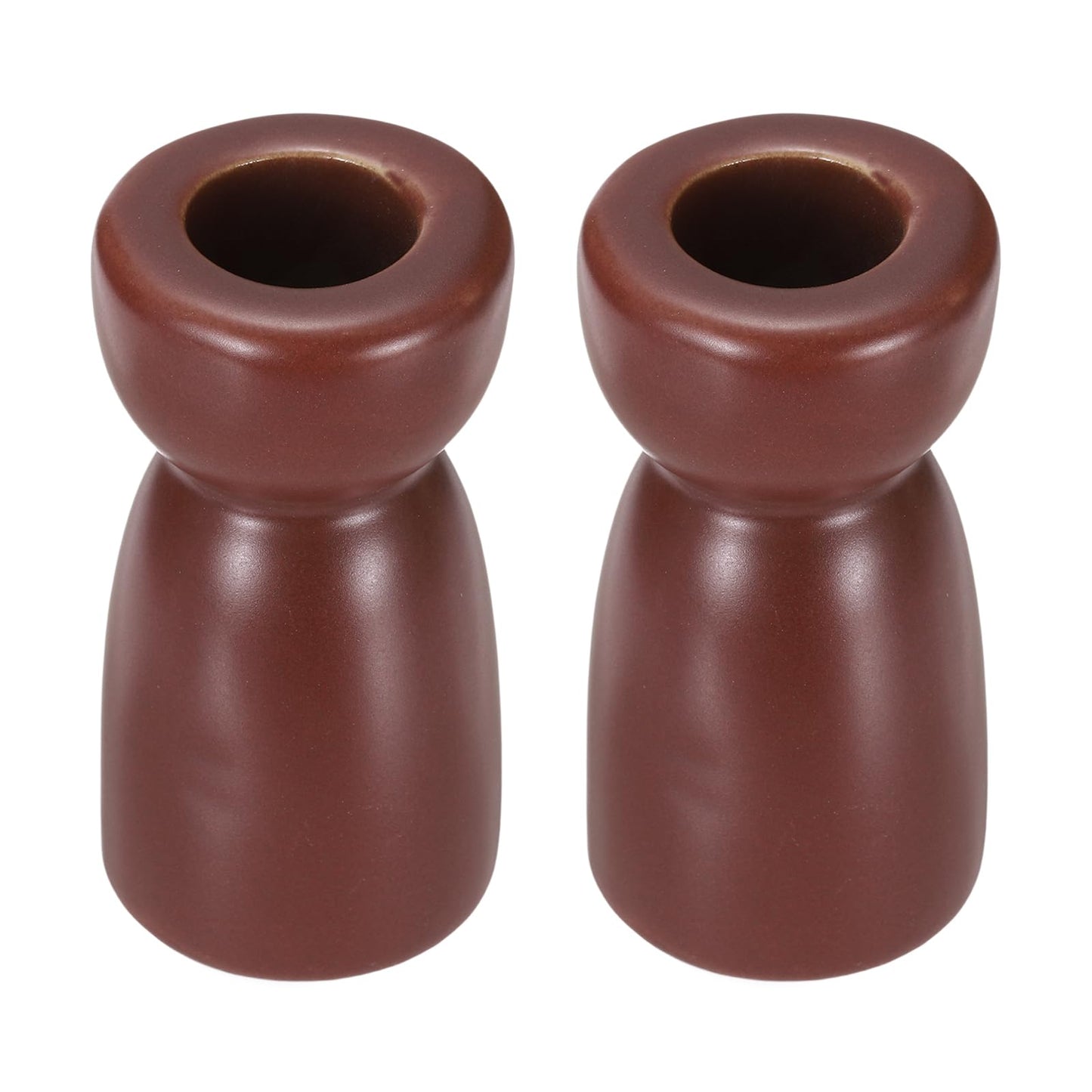 uxcell 2 Pack Candlestick Holder Dark Red Ceramic Taper Candle Holder Candle Stand Holders Modern Style Decoration for Centerpiece Tabletops Anniversary