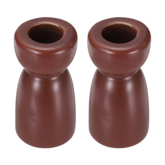 uxcell 2 Pack Candlestick Holder Dark Red Ceramic Taper Candle Holder Candle Stand Holders Modern Style Decoration for Centerpiece Tabletops Anniversary