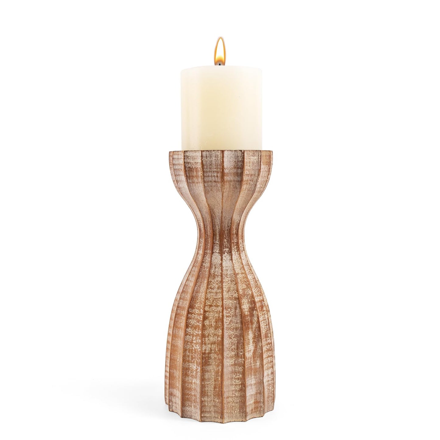 Wood Candle Holders for Pillar Candles Wooden Candlestick Holder Unique Angular Design Home Decer with Solid Wood High-End Retro Farmhouse Style (Retro Wave)
