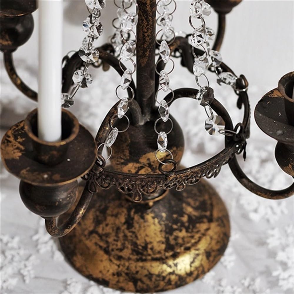 cfycfy987 Candelabra Retro Country Four-Head Candlestick Home Romantic Iron Candle Holder Decoration Candle Sticks Holder