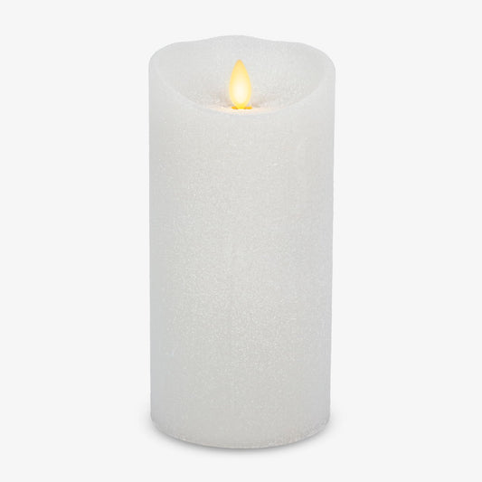 Luminara Glitter Flameless Candle Pillar (White, 3.5" x 7")