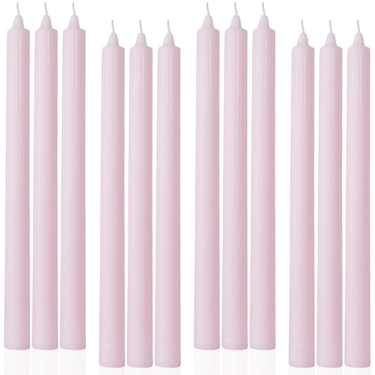 LPUSA Pink Taper Candles 10.5 inch Pastel Candle Sticks Unscented Driples Tapered Candle Ideal as Dinner Candles Smokeless Long Burning,Set of 12