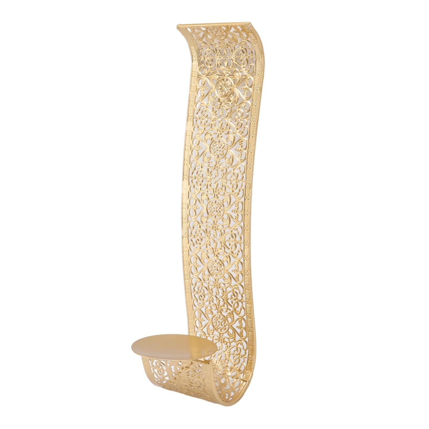 Shelving Solution Wall Sconce Candle Holder Gold Hollow Carved Exquisite Details Metal Wall Candle Holder for Bedrooms