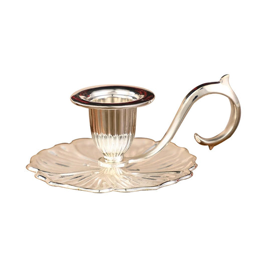 Vintage Candle Holder Detachable Metal Candlestick Holders with Handle Rustproof Taper Candle Holders for Christmas Wedding Home Decor (1, Silver)