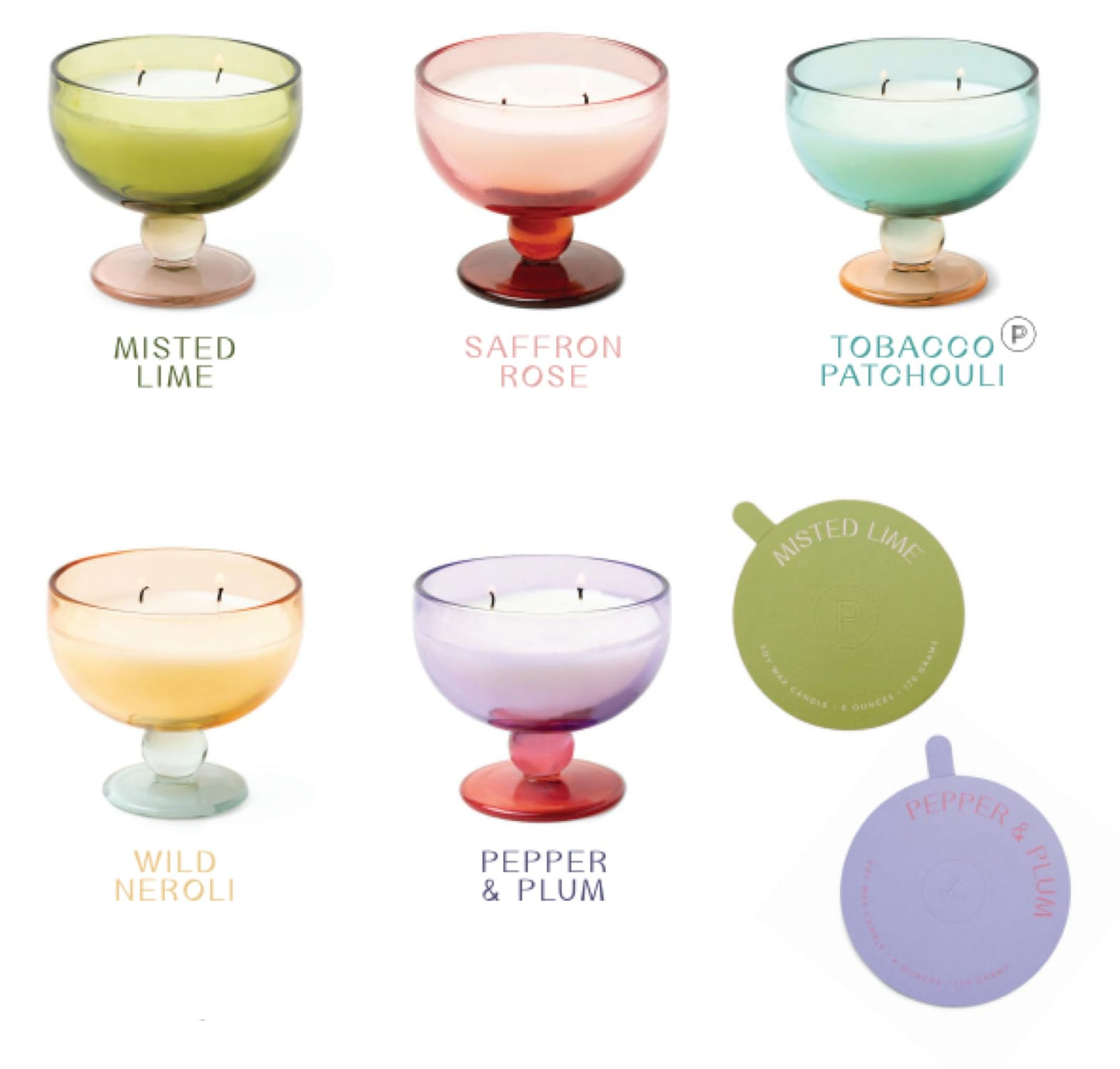 Paddywax Scented Candles Vintage Glass Aura Collection Soy Wax Blend 2-Wick Candle, 6-Ounce, Saffron Rose