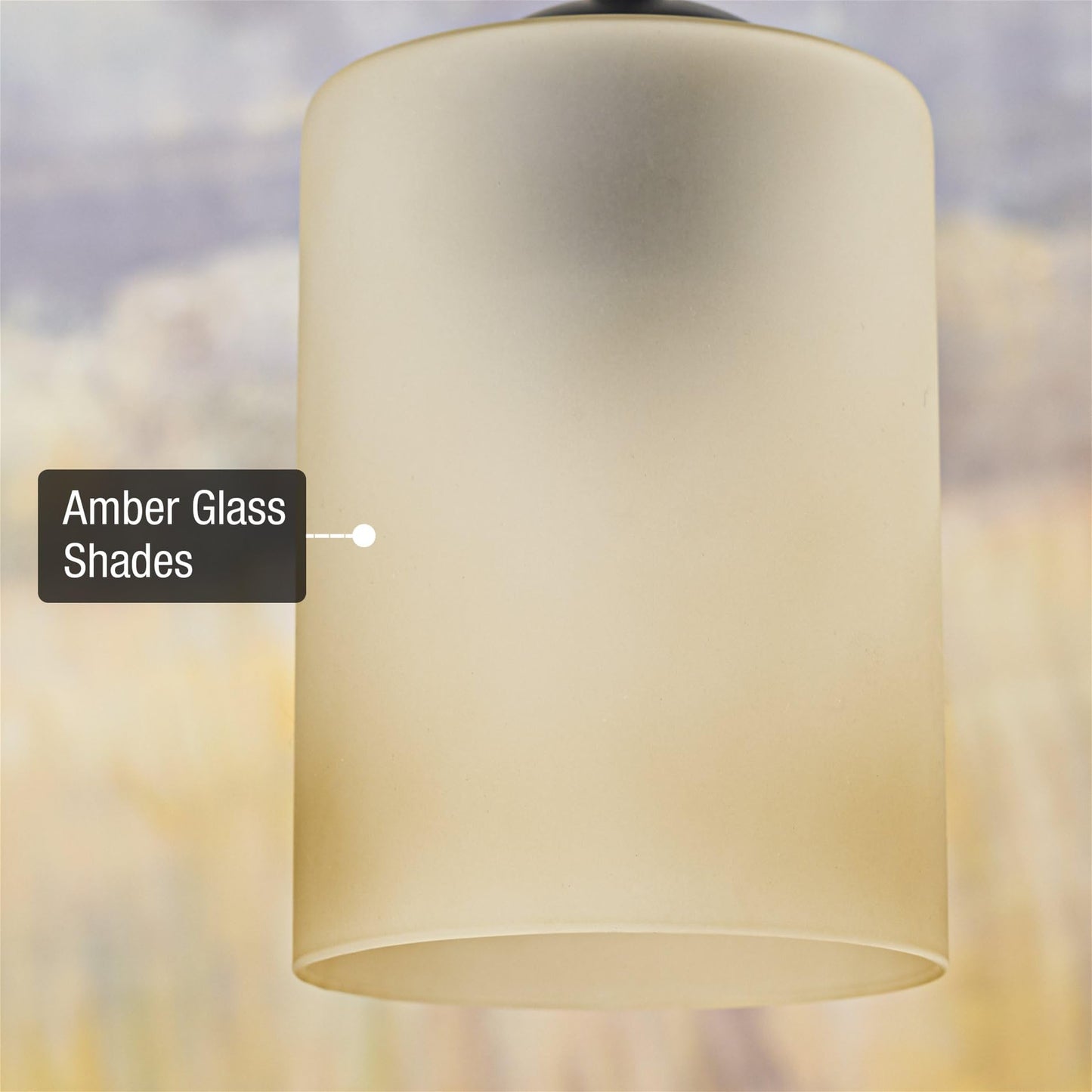 Kira Home Villa 6" Pendant Light Glass Shade Replacement w/Amber Cylinder Design (Set of 3), Bathroom Vanity Light & Chandelier Glass Upgrade, 6" x 4", Fits Threaded Medium Base Sockets