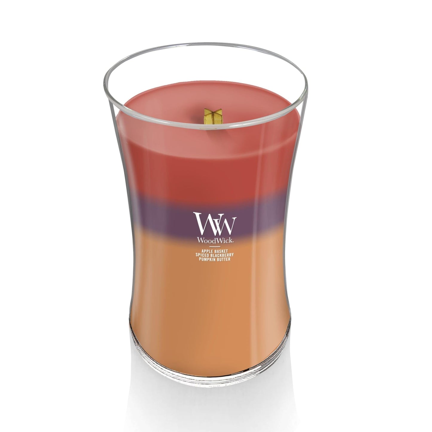 WoodWick Autumn Harvest Holiday Candle Gifts for Women and Men, 21.5 oz Large Hourglass Trilogy Candle with Crackling Wick