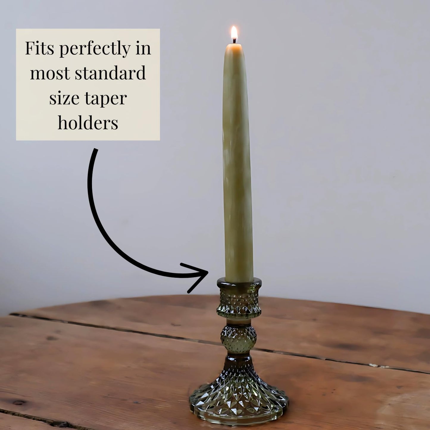 Candlestock Beeswax Taper Candles – Standard 7/8" Diameter, Pure 100% Natural USA Beeswax, Cotton Wick, Dripless, Long-Burning, Handmade in Woodstock, NY- 12 Inches - 1 Pair (2 Candles) - Sage