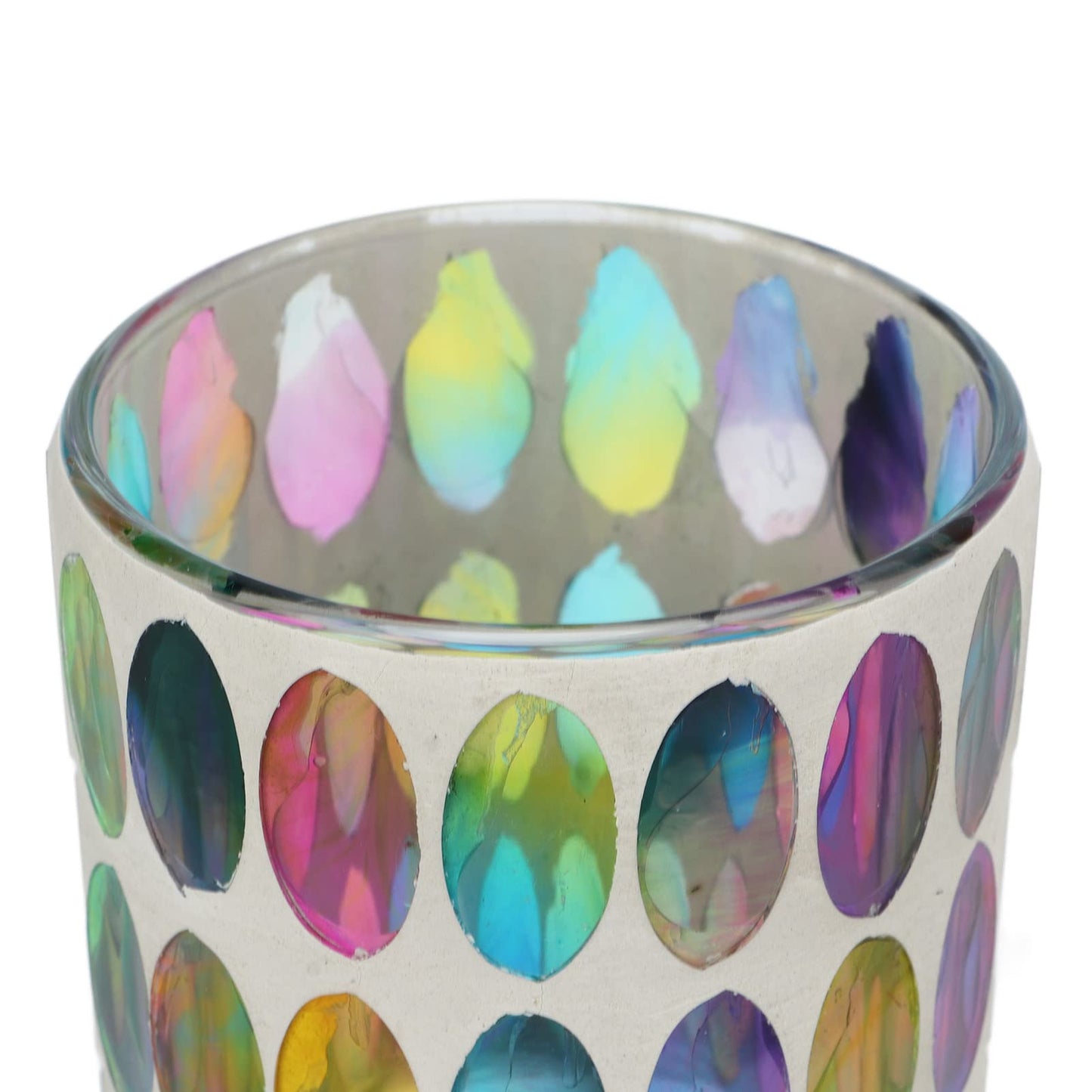Glass Candle Holders, Mosaic Tea Light Holder Colorful Glass Vivid Luster Tealight Votive Holder Cup Vivid Luster Pen Holder for Bedroom, Office, Cafe, Restaurant, and Bar