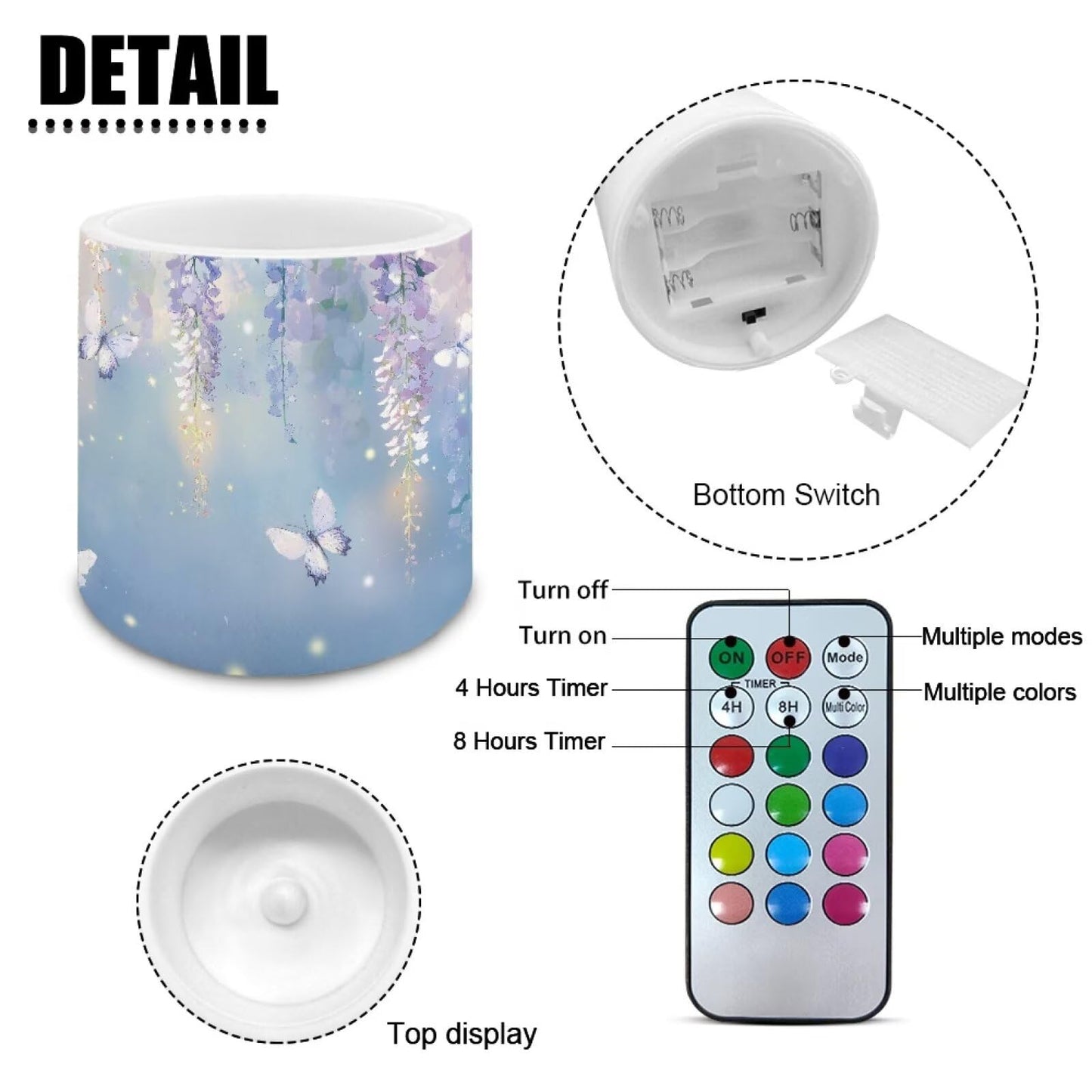 Cozeyat Blue Garden Safe Alternative Candles Set of 4 Battery Powered Flameless LED with Remote Timer Waterproof Flickering for Indoor Outdoor Beach Decor