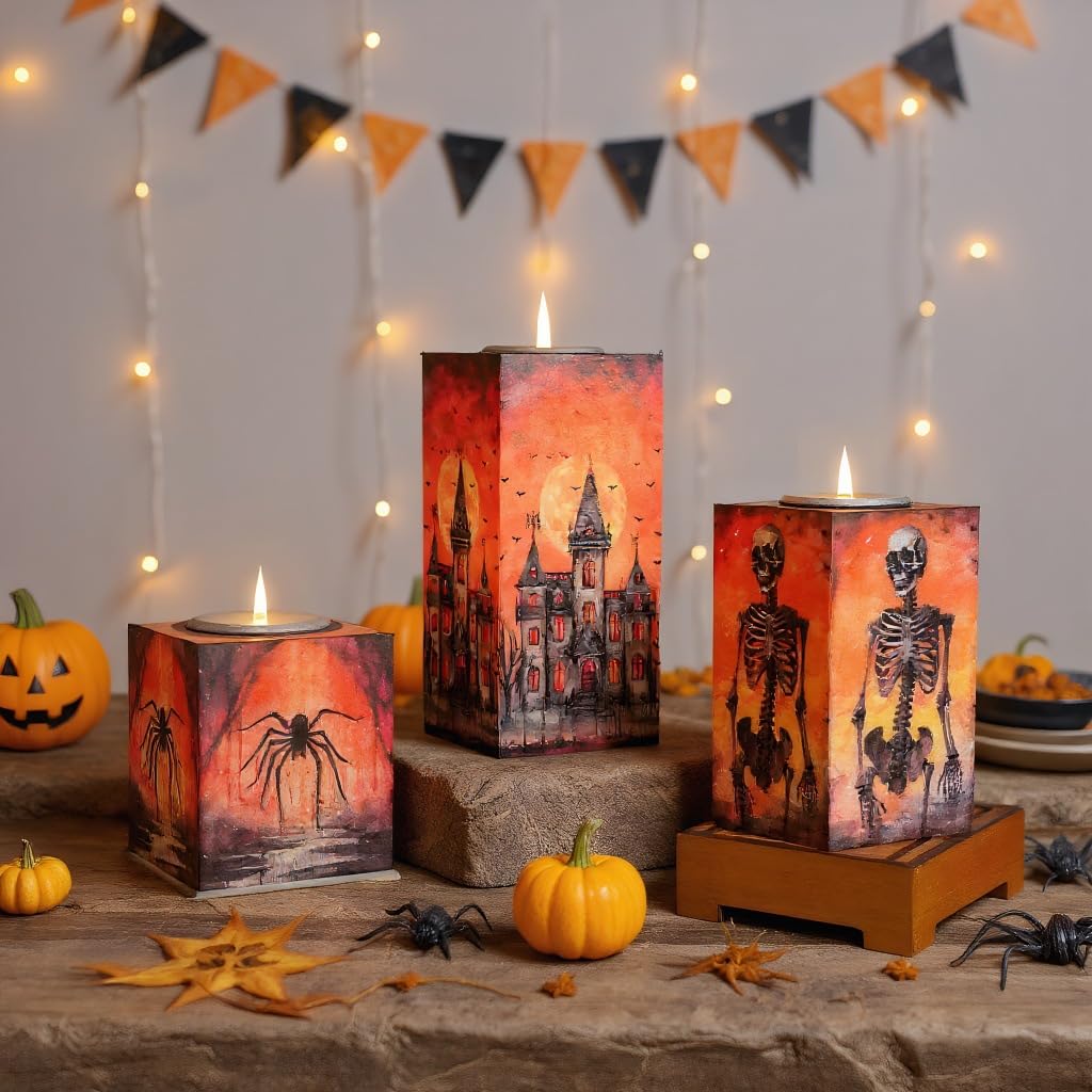 Candle Holders Bulk for Holiday Decor Indoor Outdoor Decorations for Halloween Party Table Kitchen Fireplace Bookshelf Desk Table Seasonal Display