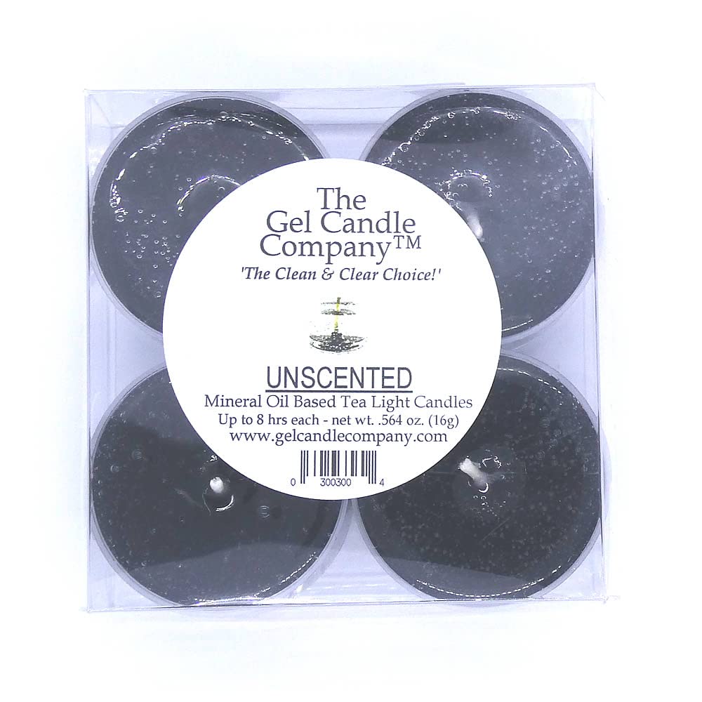 4 Pack Unscented Black Color Mineral Oil Based Up to 8 Hours Each Tea Lights Candles for Weddings Special Events The Gel Candle Company™