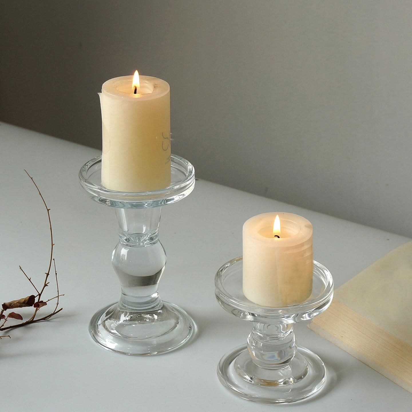 YUHUAWF Candle Holderss Glass Candle Holder, Candlelight Dinner Decoration, Aromatherapy Candle Holder Decorative Candlestick(Medium)