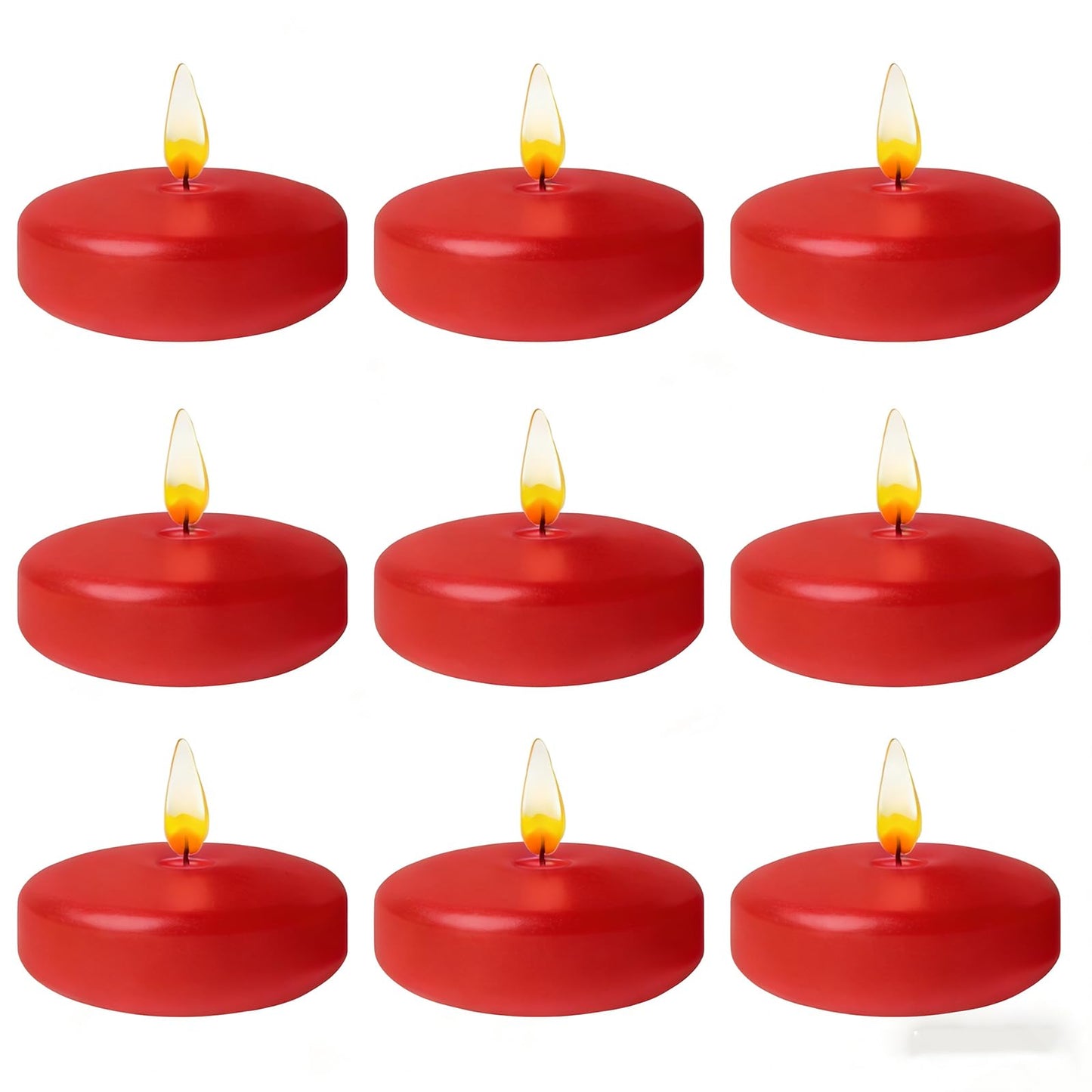 Red Floating Candles 3 inch 12 Pack - Floating Candles for centerpieces - Wedding Decor - Burning Time 8-10 Hours