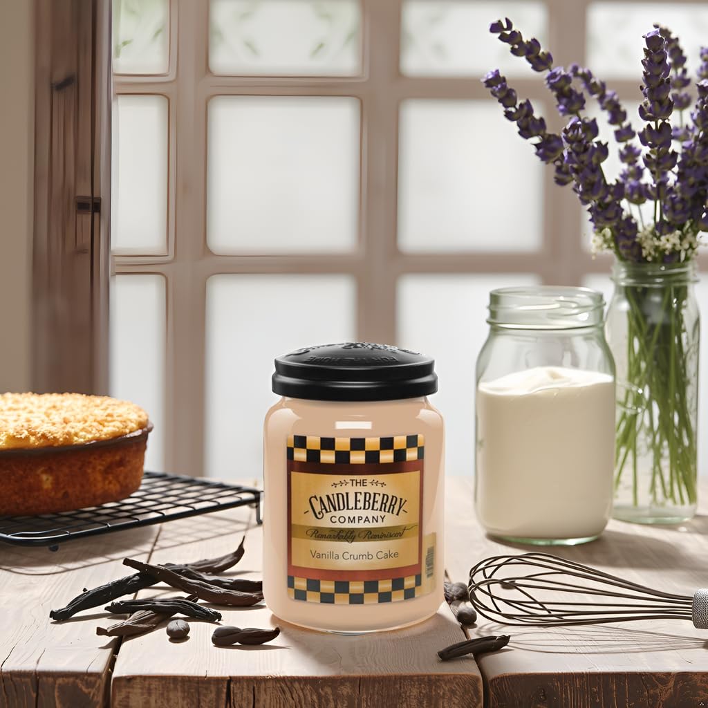 Candleberry Candles Vanilla Crumb Cake | Strong Fragrances for Home | Hand Poured in The USA | Highly Scented | 135 Hour Burn Time | Large Jar