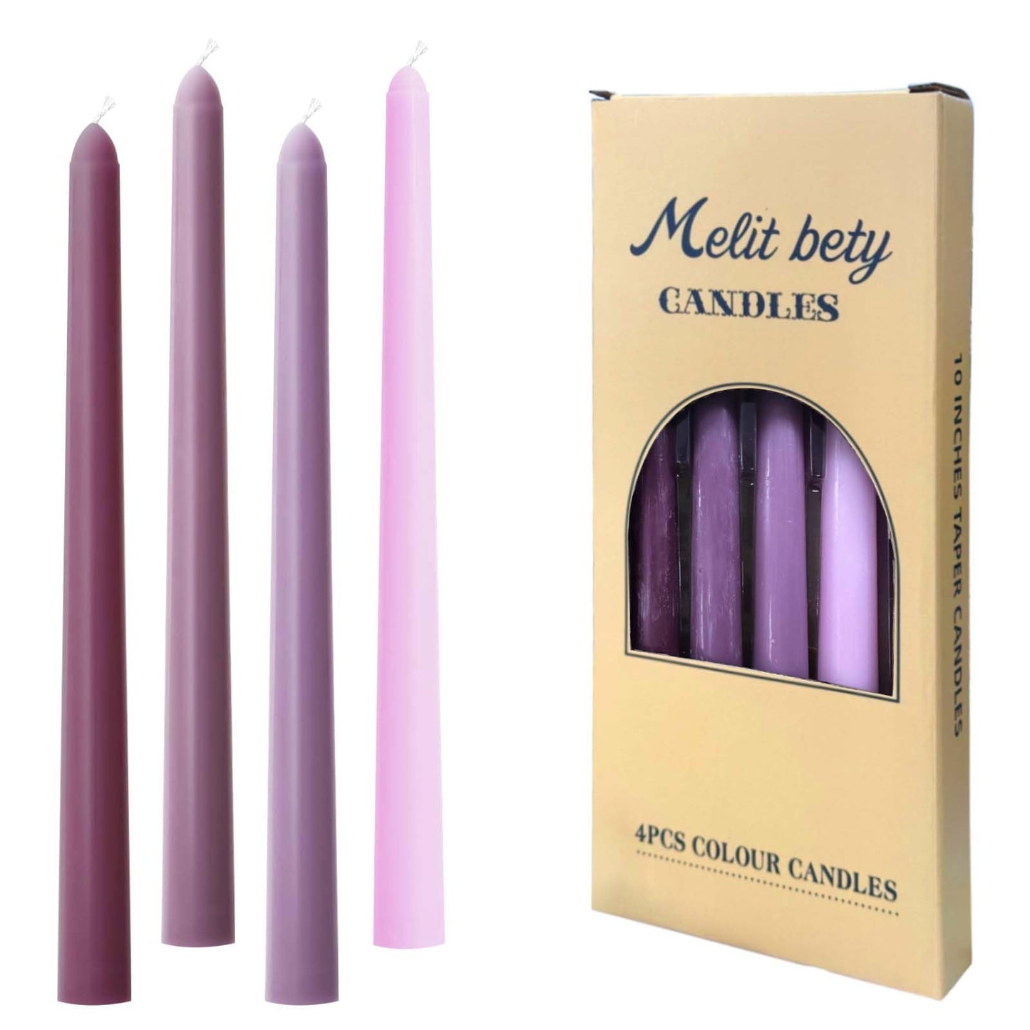 10 inch Purple GradientTaper Candles,Set of 4 Tapered Candle, Tall Candlesticks,Conical Stick Candles,Smokeless,for Home Dinner, Party, Wedding, Halloween, Christmas (Purple Series, 10inch)