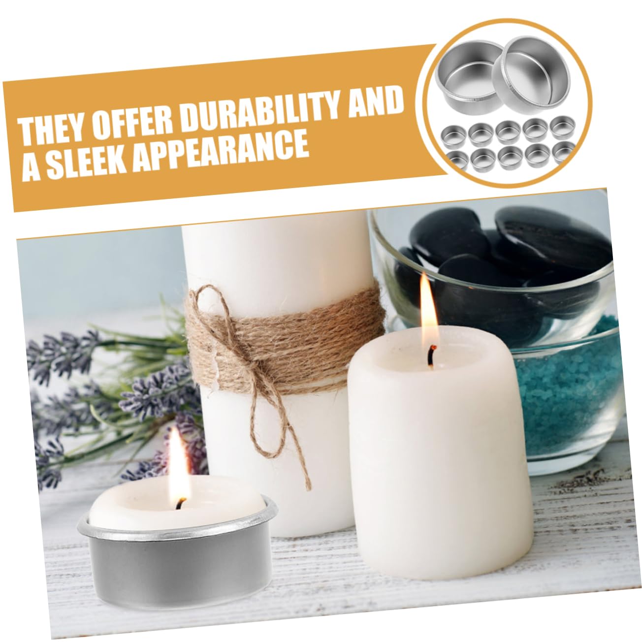 Gadpiparty 15pcs Metal Candle Tins for DIY Projects Scented Tealight Holders Elegant Metal Candle Cups for Home Decor Aromatherapy and Essential Oil Burning