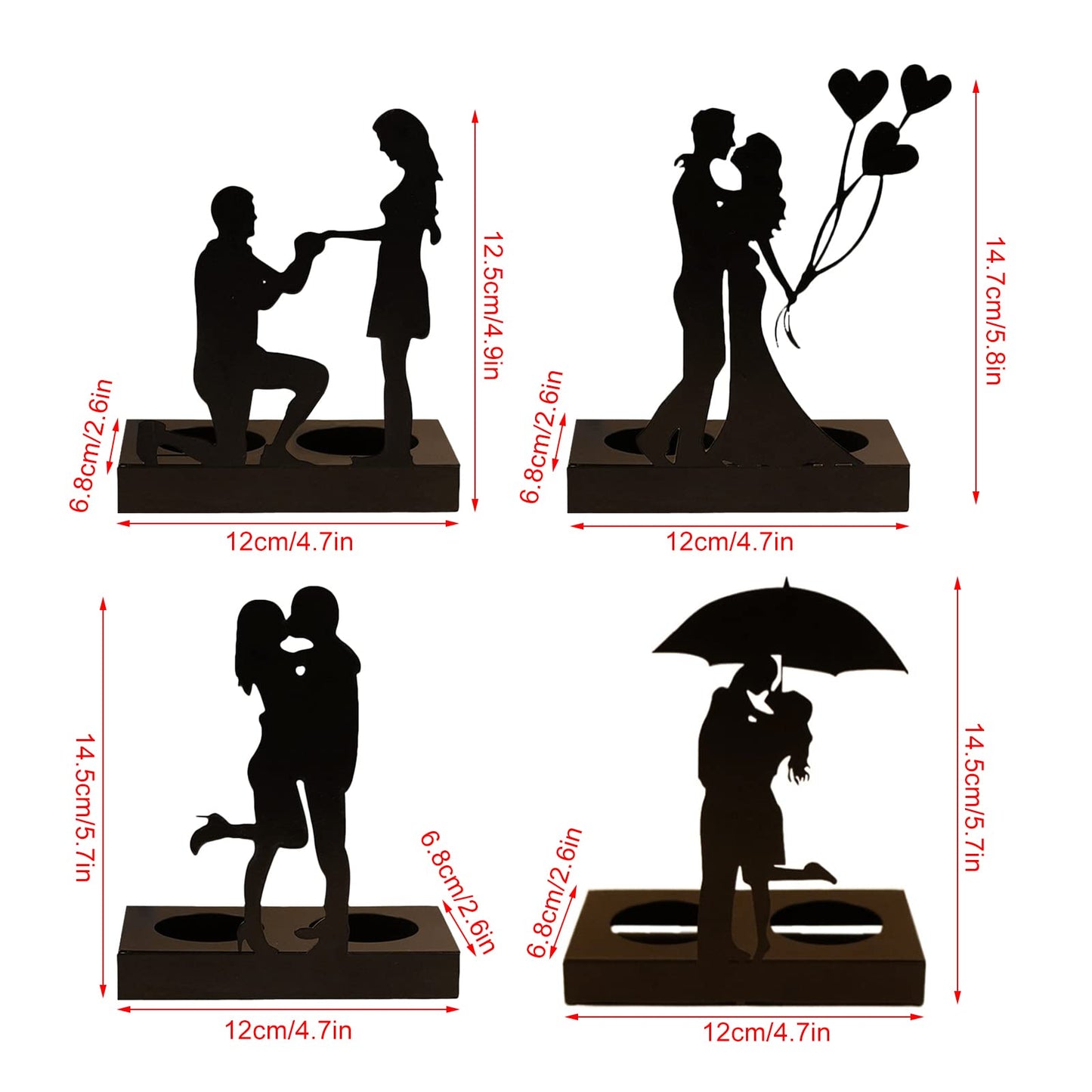 Handcrafted Iron Sculpture Candlestick Ornament, Romantic Couple Statue For Anniversaries, Decorative Modern Sculptures, Wedding Decoration Anniversary Ornament Figurine for Couples Valentine (A)