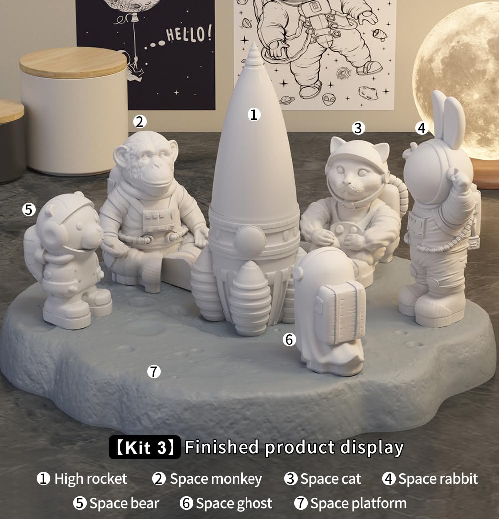 Space Planet Resin Molds Silicone，【2-Piece Set】 Epoxy Resin Space Astronaut Silicone molds,3D Resin Spaceballs Molds, Small Rocket Silicone Model, Space Rabbit DIY Gift Sets for Teens (【Kit 1】)