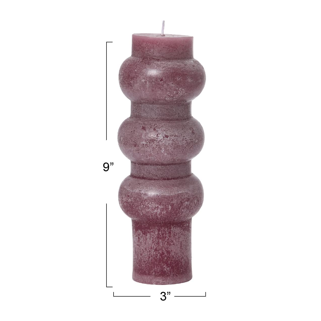 Creative Co-Op Unscented Totem Pillar, Pinot Candles, 3" L x 3" W x 9" H, Purple