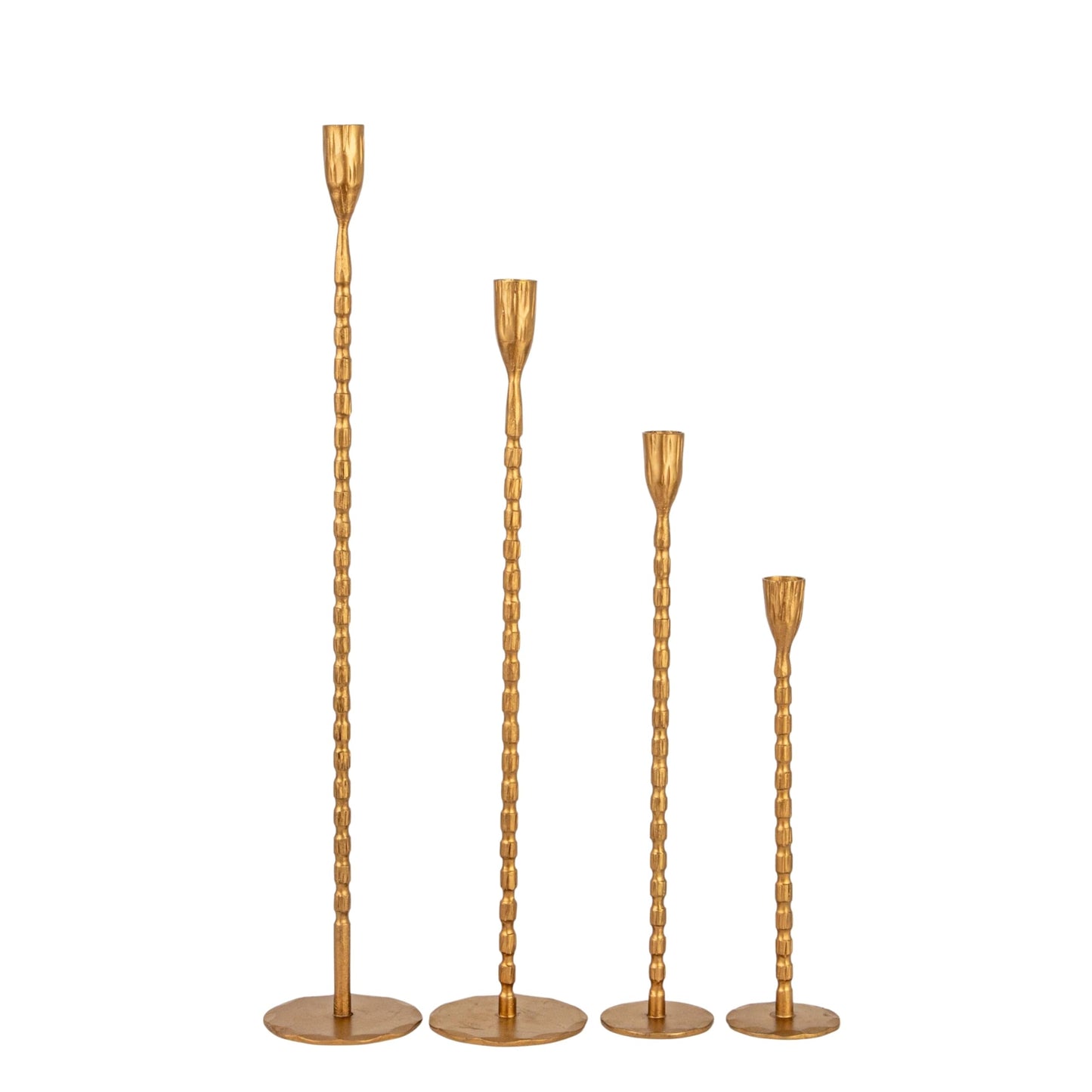 Creative Co-Op 4-Piece Hand-Forged Cast Metal Taper Holders, Gold Finish