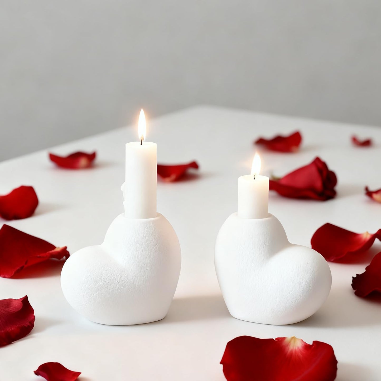 Candlestick Holders, Heart Taper Candle Holder, Candle Holders for Pillar Candles, Love Candle Holder for Valentine's Day Weddings Holiday Fireplace Party Housewarming&Christmas Décor Dining Home-084