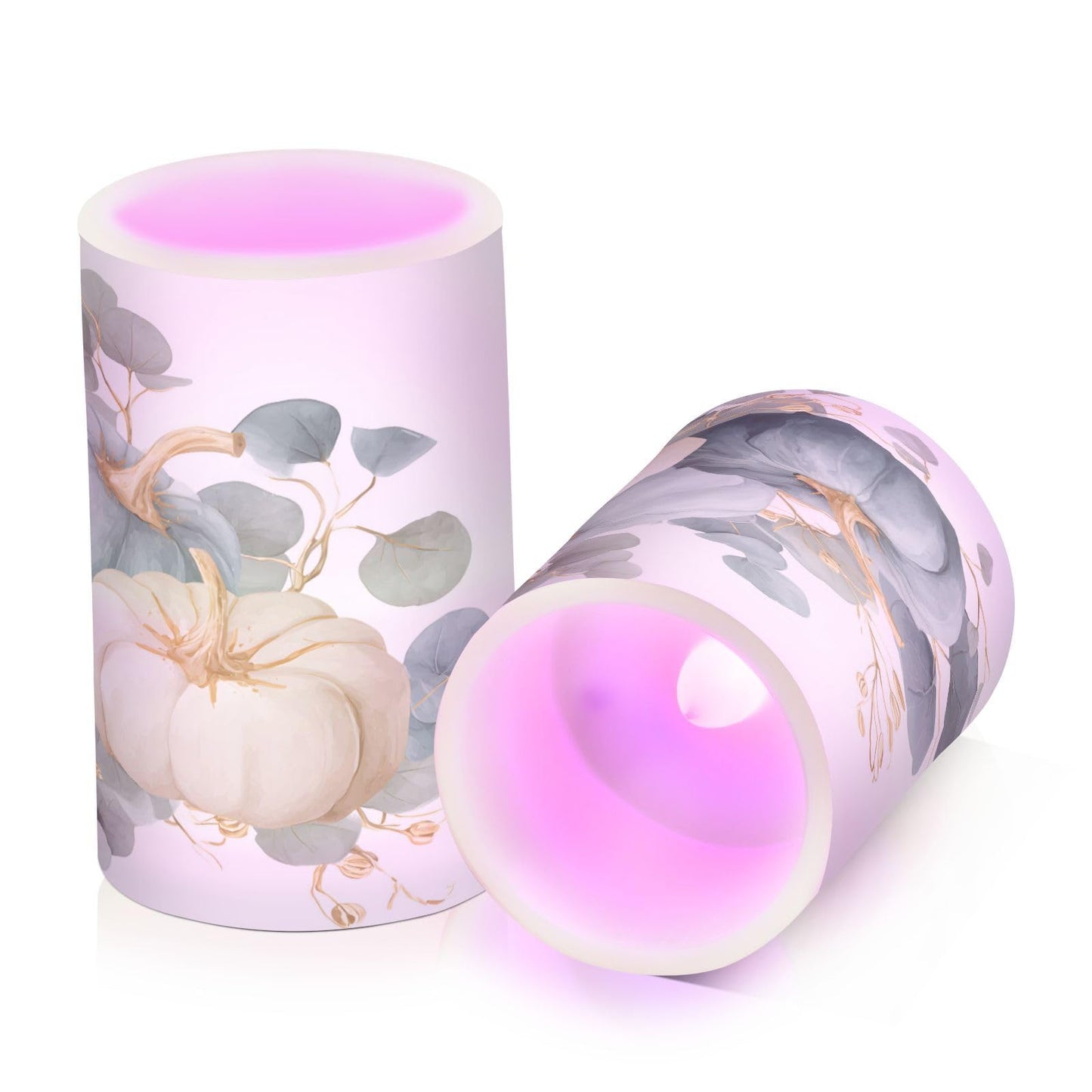 ALAZA Fall Blue Pumpkin Thanksgiving Flickering Flameless Candles Battery Operated with Remote Timer,Tea Light Candles LED Pillar Votive Candles Set of 2 for Outdoor Indoor Decorations