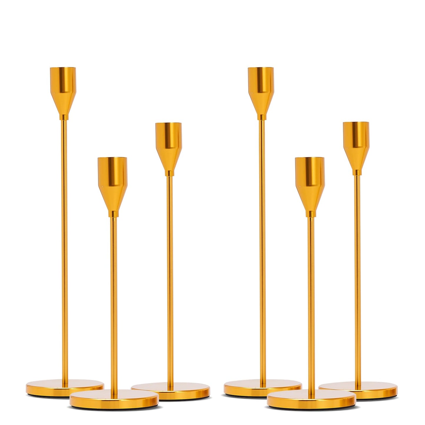 Candlestick Cone Candlestick, Aviation Aluminum Anodized, Retro Modern Decorative Centerpiece for Dining Table Decoration, Wedding Home Gifts, Parties (6, E-Golden)