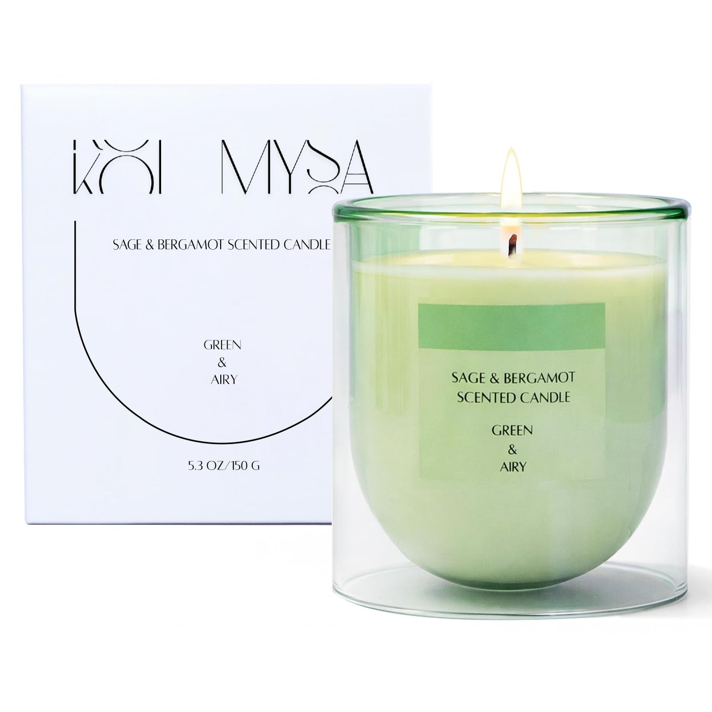 KOIMYSA Sage Citrus Scented Green Candles, Natural Soy Non Toxic Single Wick Aromatherapy Candle for Home Decor, Summer Fragrance