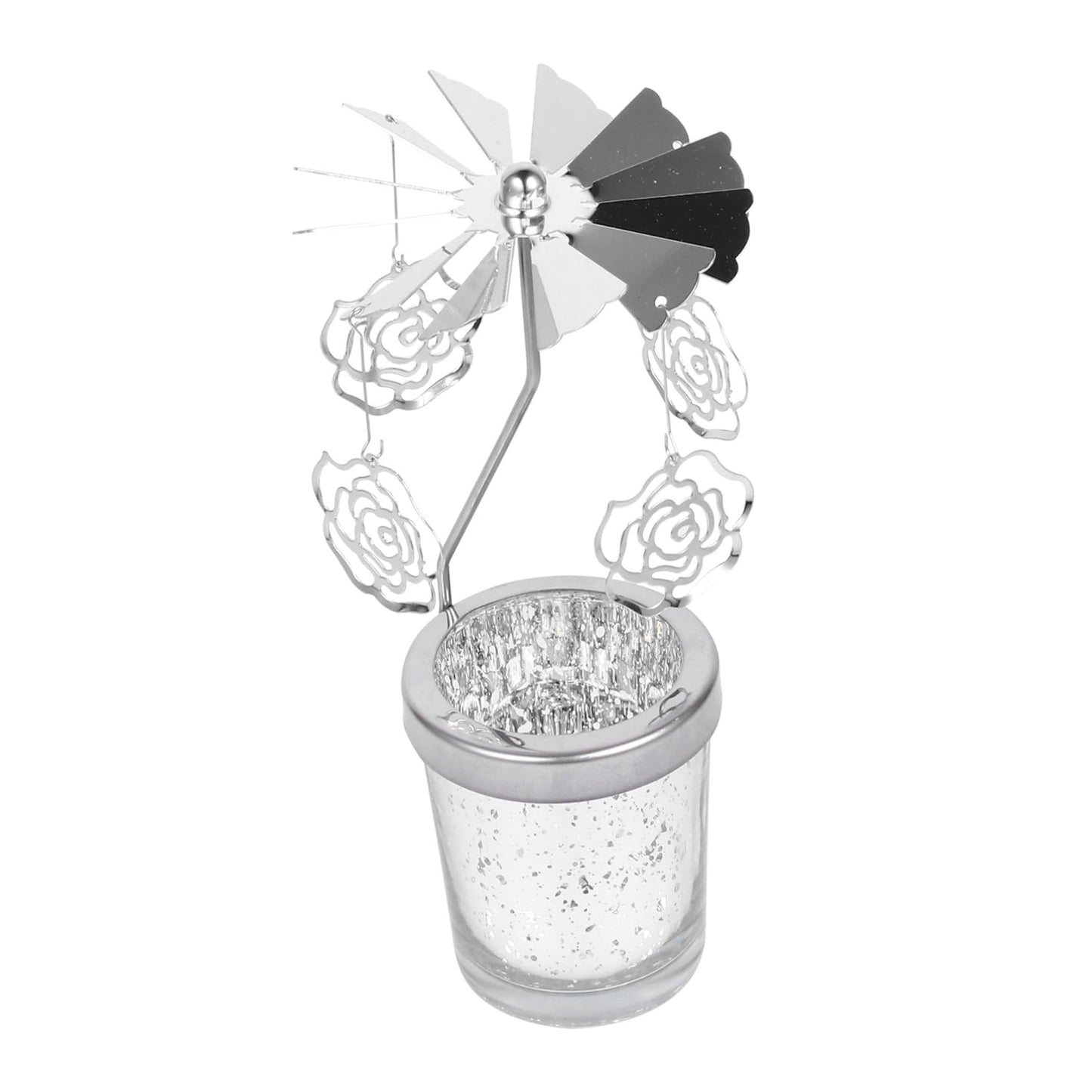 CONGARTENO Rotating Metal Candlestick Holder with Dangling Pendants Romantic Dinner Cup Carousel for Home Wedding Christmas Table Decor Spinning Centerpiece for Party Ambiance