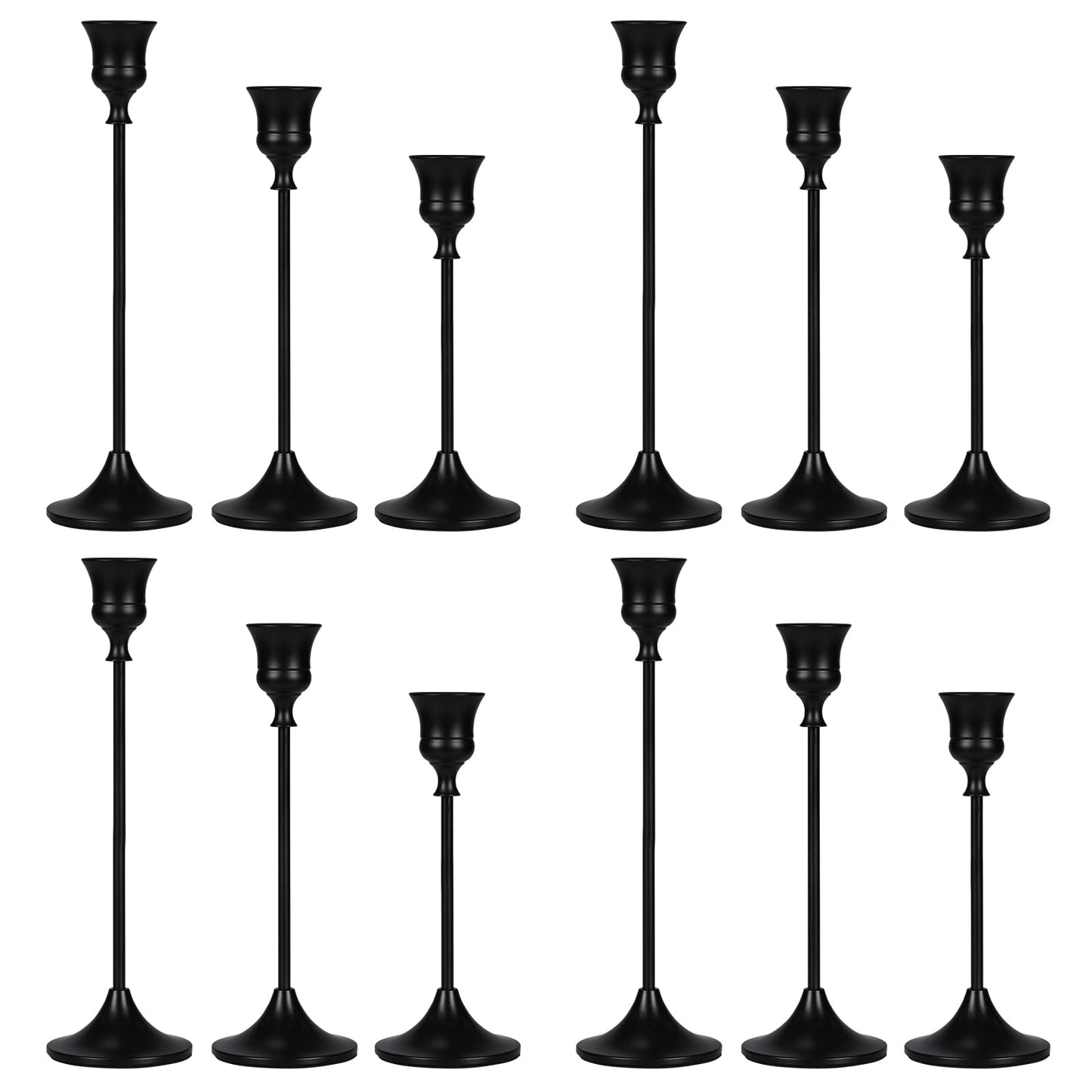 Candlestick Holders Black, 12 Packs Taper Candle Holder for Candlesticks, Candle Sticks Holder Decor for Home Decor