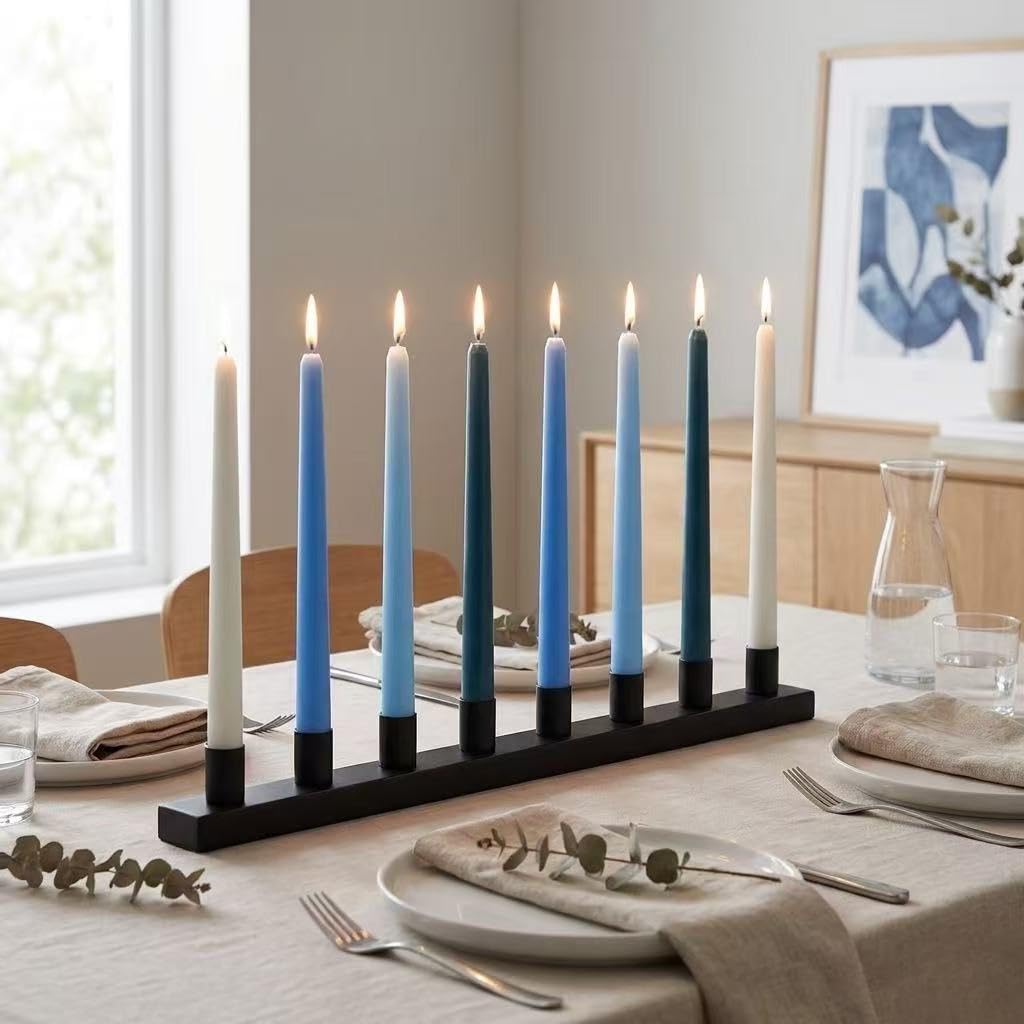 8 Pack 10 Inch Gradient Blue Smooth Taper Candle Set, 7/8 Inch Unscented Driples Candlesticks for Home Decoration, 6-7 Hours Burn