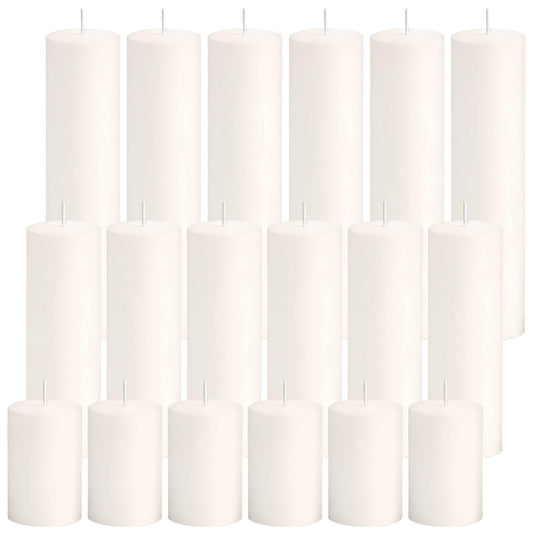 SDBALLBZ 18 Pcs Ivory Pillar Candles Bulk Set, 2x3” 2x6” 2x8” Paraffin Hurricane Candles, Unscented Dripless Smokeless, Long Burning for Party Wedding Events Home Decor
