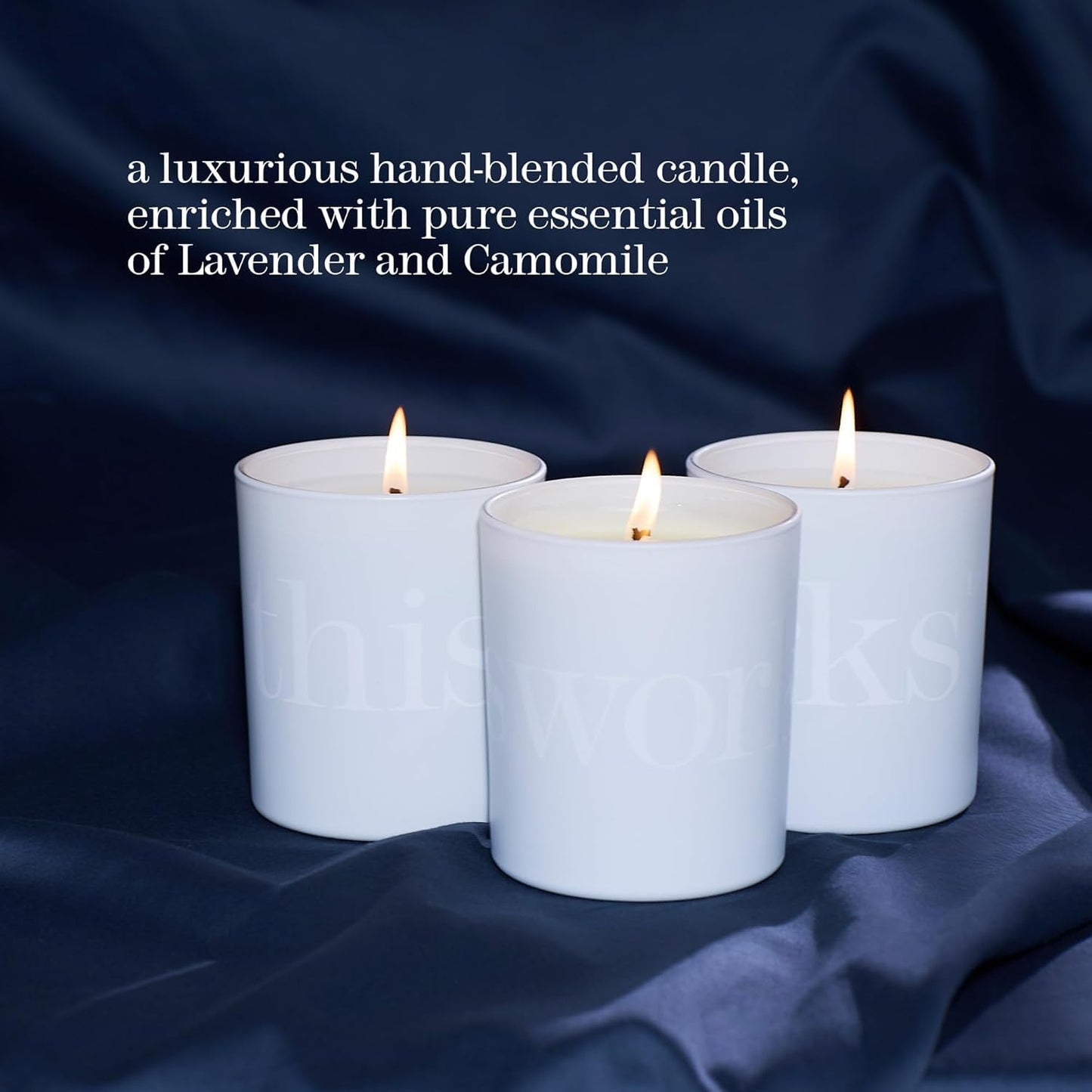 This Works Deep Sleep Heavenly Candle, 220 g - Luxury Candle Enriched with Essential Oils of Lavender, Camomile and Vetivert - Hand Poured Scented Candle with a 40hr Burn Time for a Calming Experience