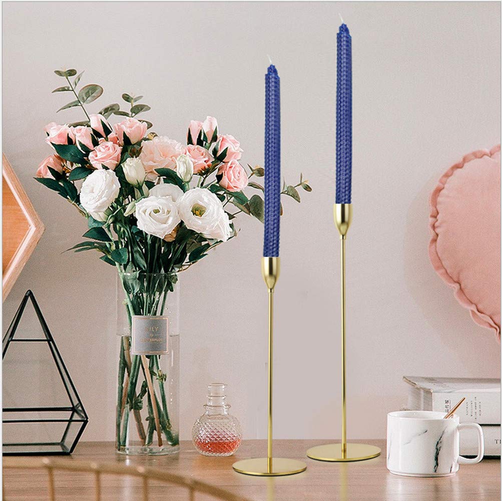 7 Pairs 100% Pure Beeswax Handmade Taper Candles, 9 Inch Smokeless Dripless Wax Candles, Beeswax Candle for Home Gift Ideas - Cool Color Set